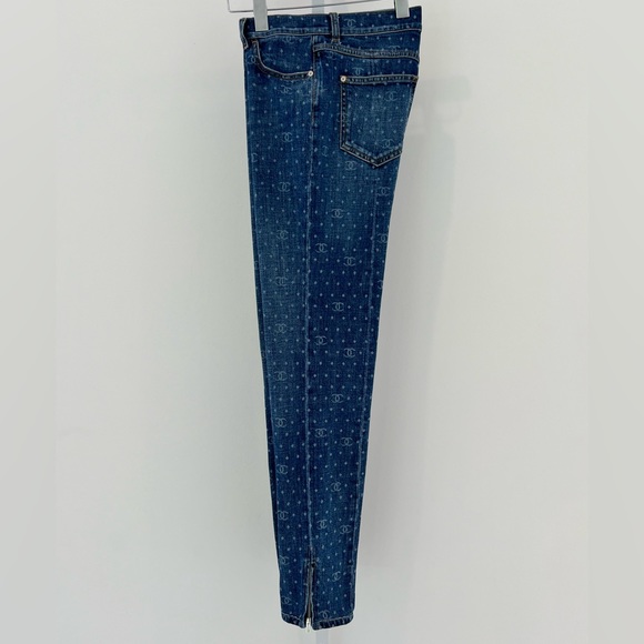 CHANEL 23 CC POLKA DOT DARK BLUE ECRU & WHITE SLIM JEAN SIZE FR 38 / US 6 - Picture 7 of 17